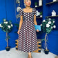 Alba Split Sleeve Midi Dress Blue Polka Coco