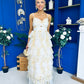 Rochelle Layered Occasion Dress Floral Yellow