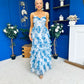 Rochelle Layered Occasion Dress Floral Blue
