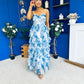 Rochelle Layered Occasion Dress Floral Blue