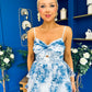 Rochelle Layered Occasion Dress Floral Blue