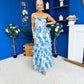 Rochelle Layered Occasion Dress Floral Blue