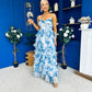 Rochelle Layered Occasion Dress Floral Blue