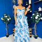 Rochelle Layered Occasion Dress Floral Blue