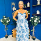 Rochelle Layered Occasion Dress Floral Blue