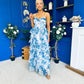 Rochelle Layered Occasion Dress Floral Blue