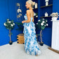 Rochelle Layered Occasion Dress Floral Blue