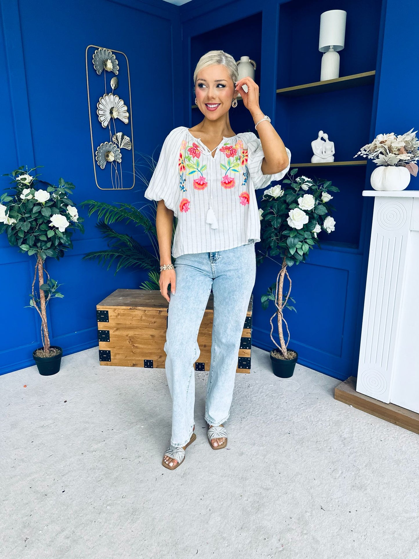Ruairi Embroidered Detail Top Cream