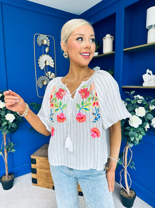Ruairi Embroidered Detail Top Cream