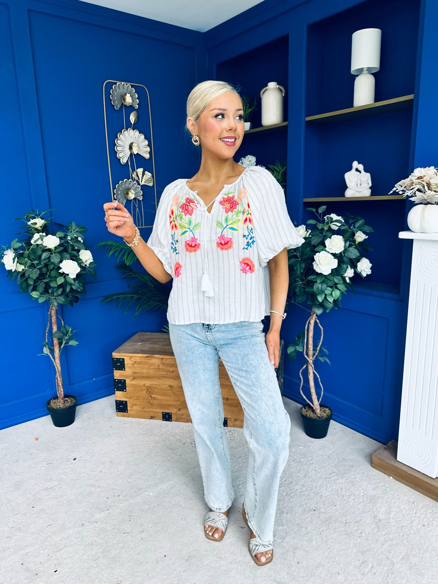 Ruairi Embroidered Detail Top Cream
