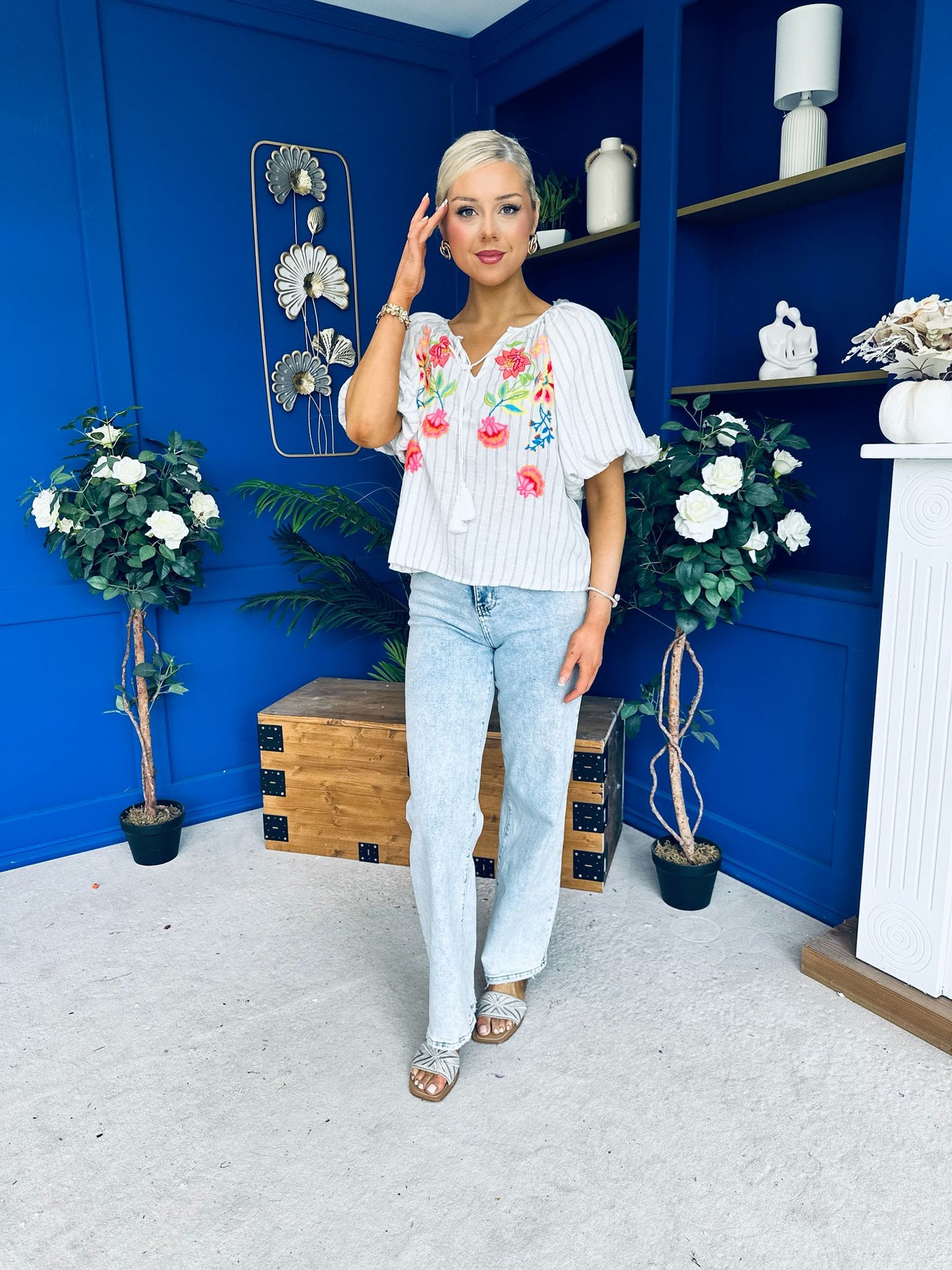 Ruairi Embroidered Detail Top Cream