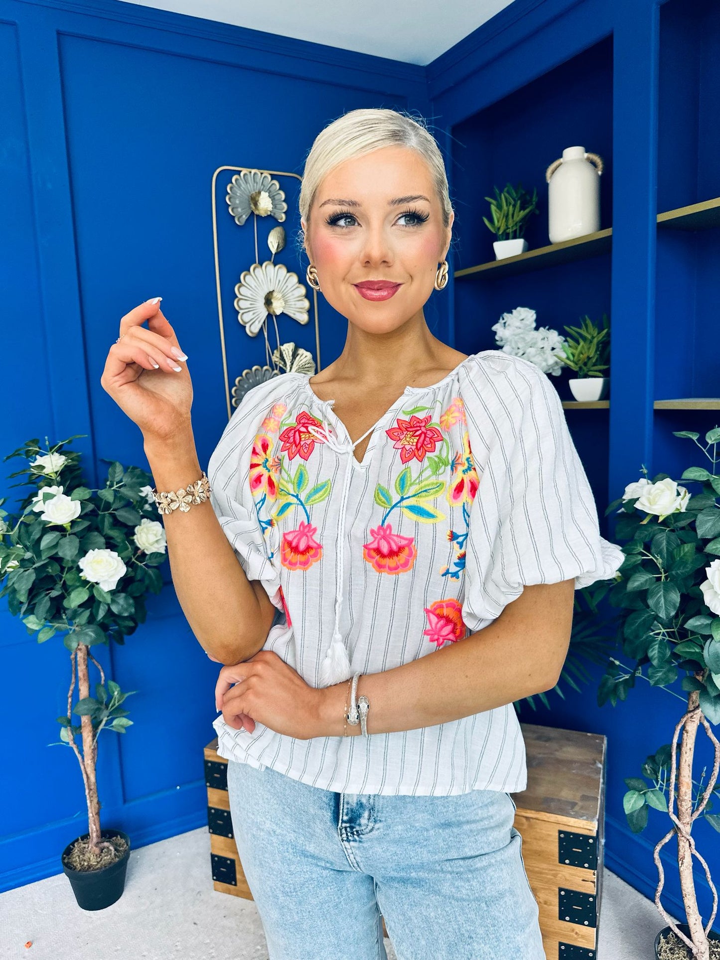 Ruairi Embroidered Detail Top Cream