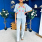 Ruairi Embroidered Detail Top Blue