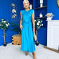 Penny Twist Detailed Midi Satin Dress Cyan Blue
