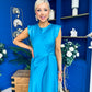 Penny Twist Detailed Midi Satin Dress Cyan Blue