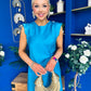 Penny Twist Detailed Midi Satin Dress Cyan Blue