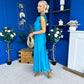 Penny Twist Detailed Midi Satin Dress Cyan Blue