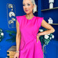 Penny Twist Detailed Midi Satin Dress Cerise Pink