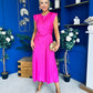 Penny Twist Detailed Midi Satin Dress Cerise Pink