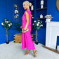Penny Twist Detailed Midi Satin Dress Cerise Pink