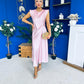 Penny Twist Detailed Midi Satin Dress Blush