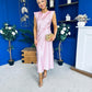 Penny Twist Detailed Midi Satin Dress Blush