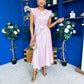 Penny Twist Detailed Midi Satin Dress Blush