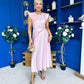 Penny Twist Detailed Midi Satin Dress Blush