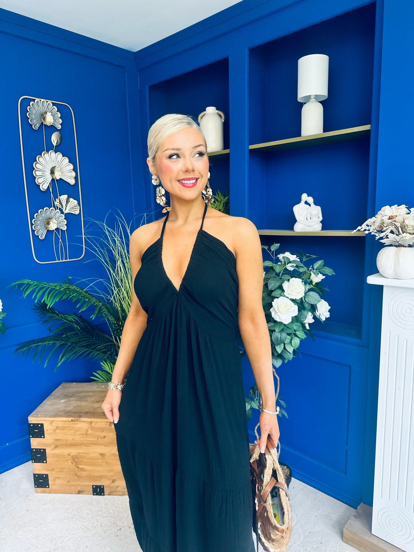 Felicity Halterneck Midi Dress Black