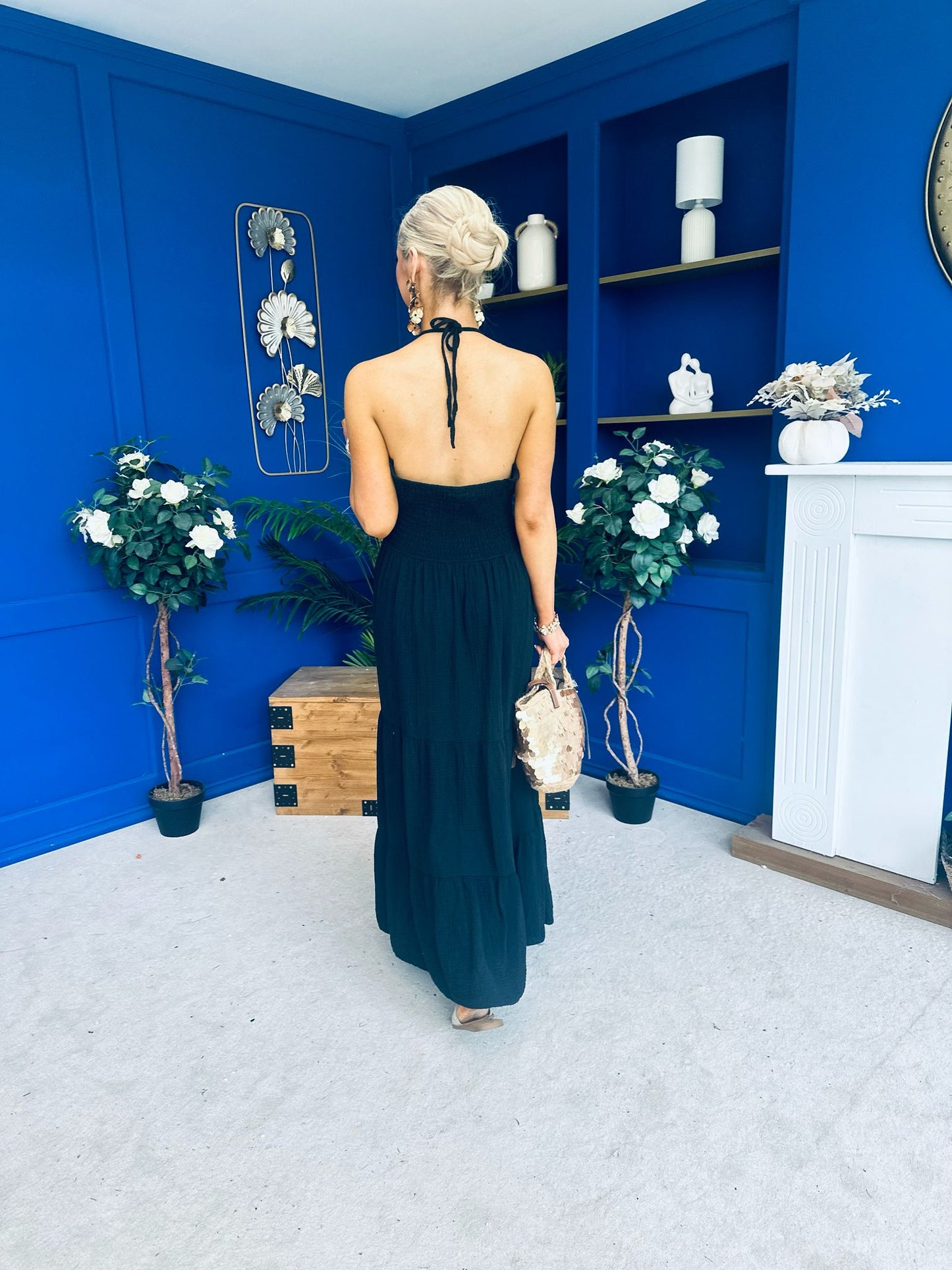 Felicity Halterneck Midi Dress Black