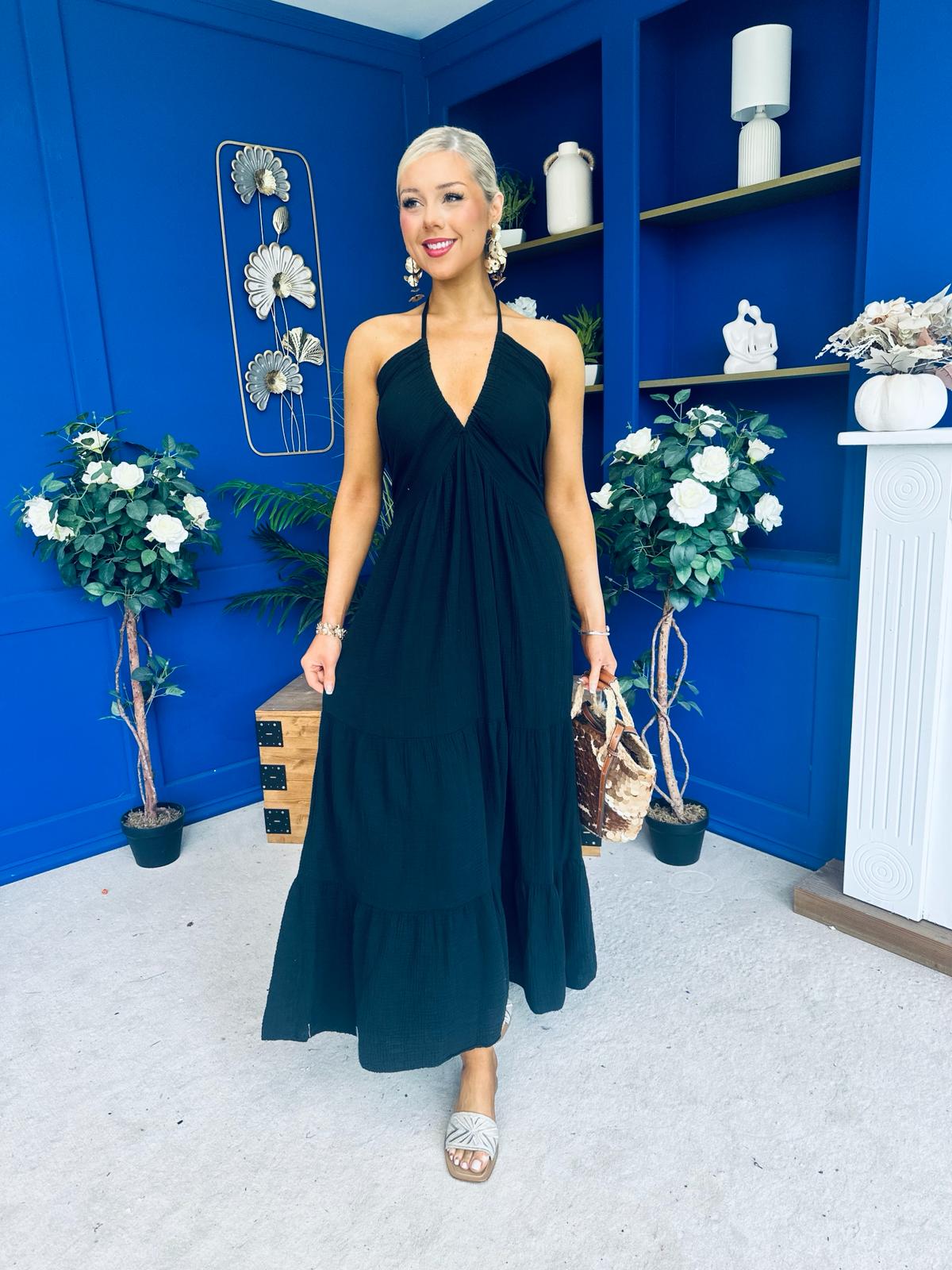 Felicity Halterneck Midi Dress Black