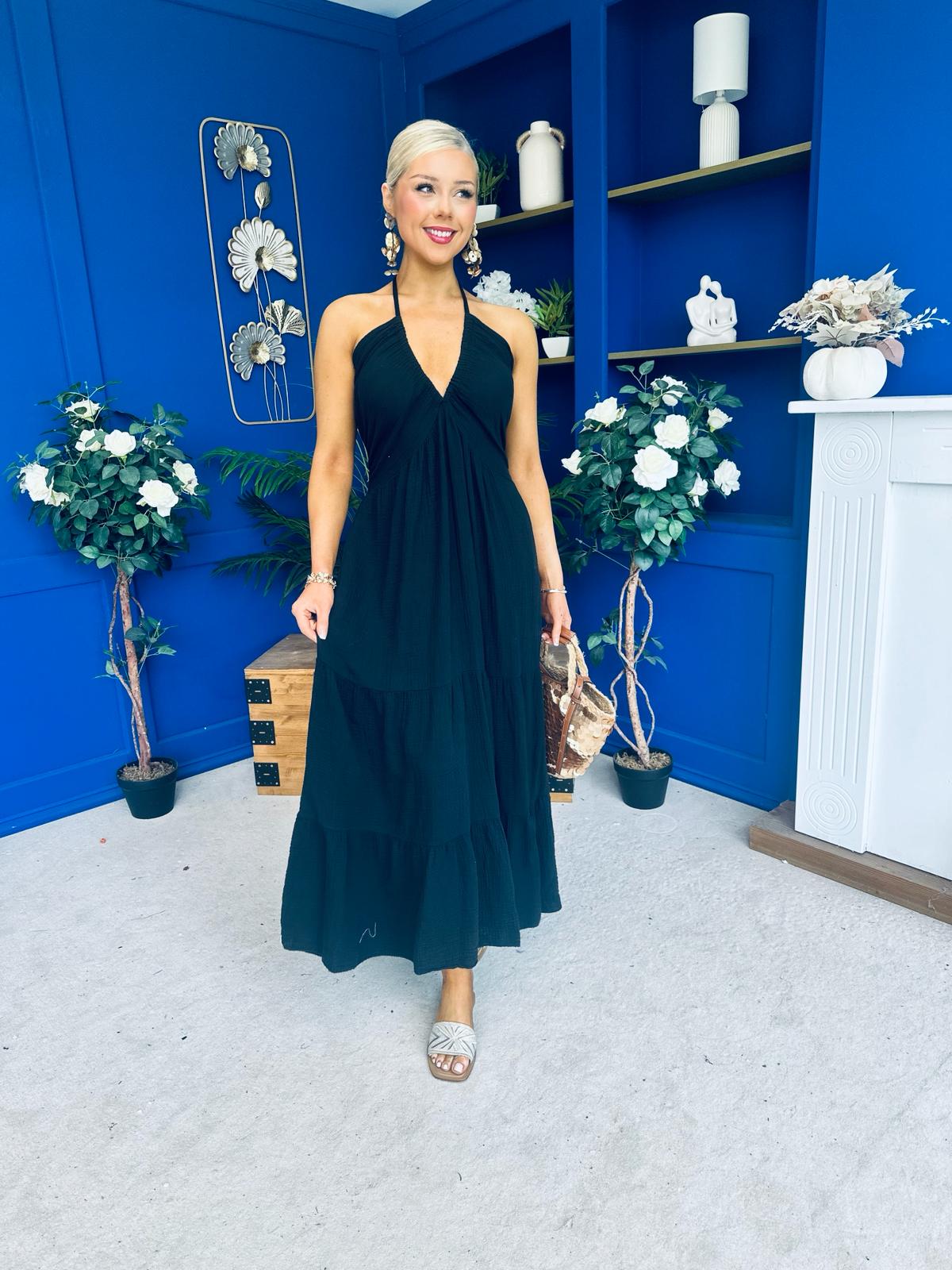 Felicity Halterneck Midi Dress Black