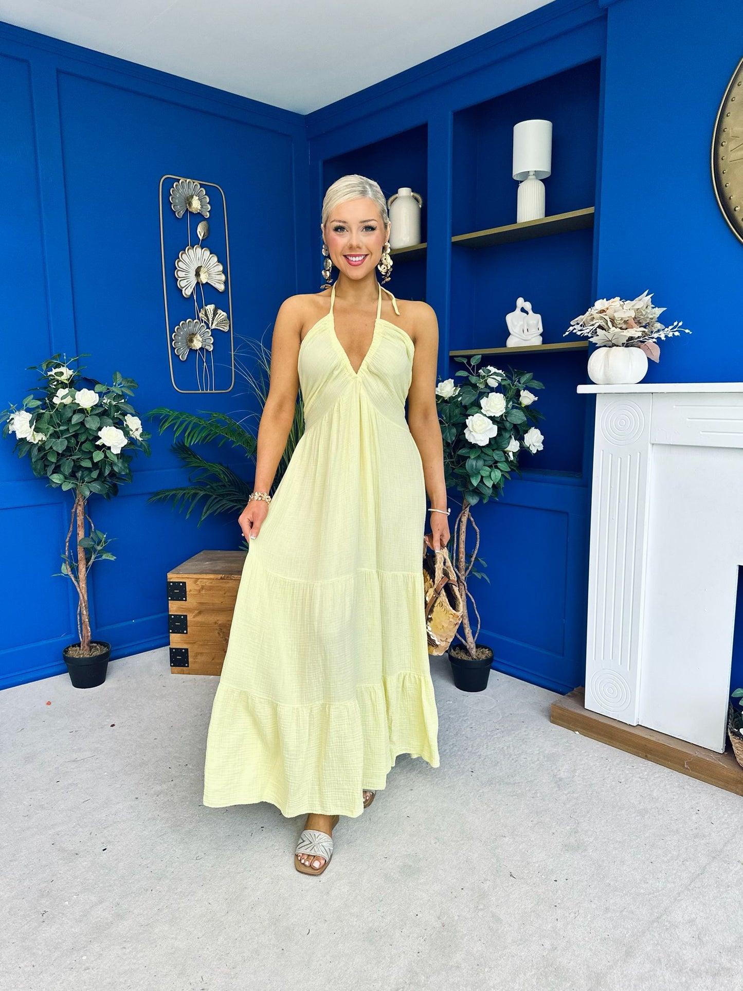 Felicity Halterneck Midi Dress Yellow