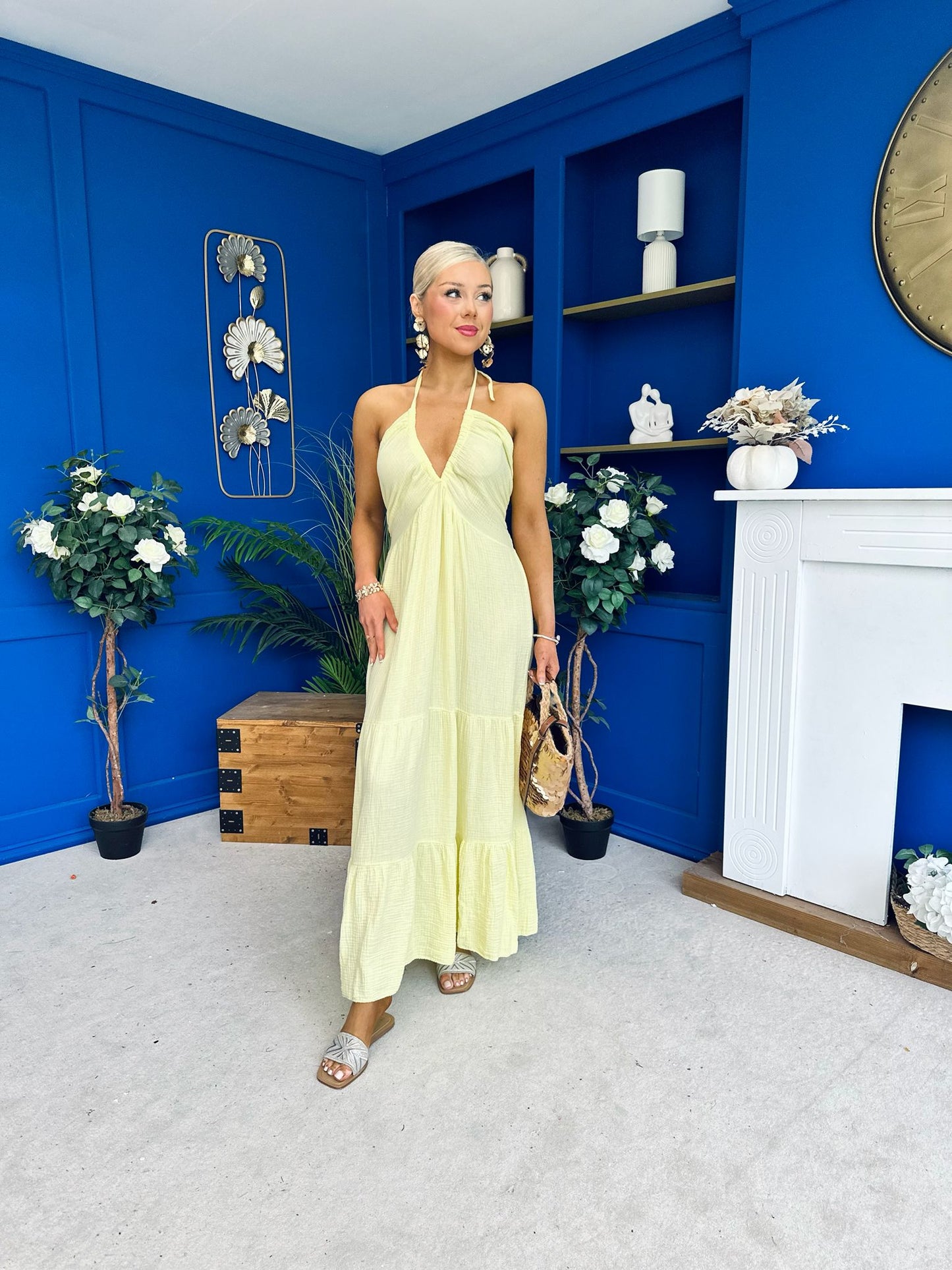 Felicity Halterneck Midi Dress Yellow