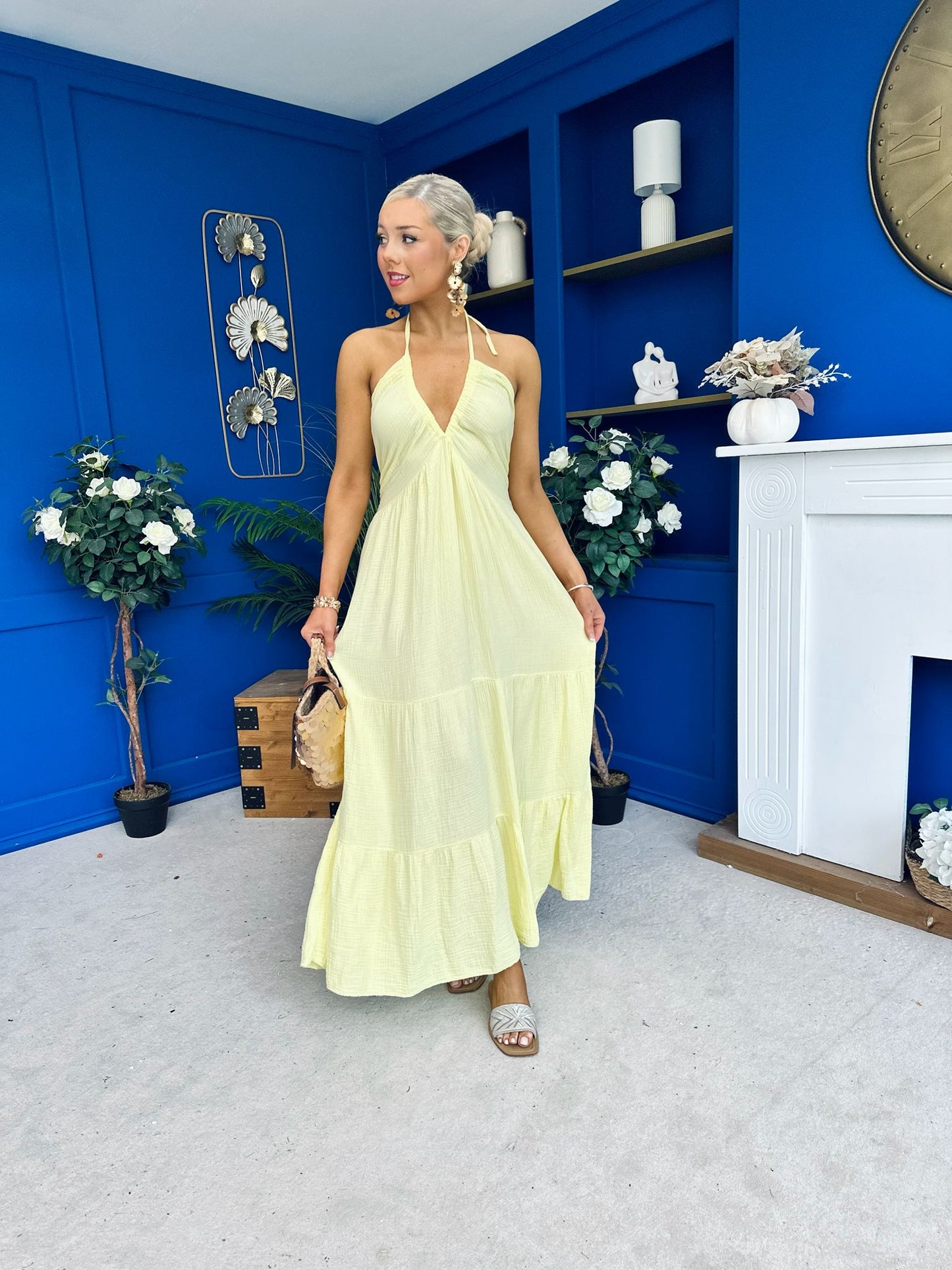Felicity Halterneck Midi Dress Yellow