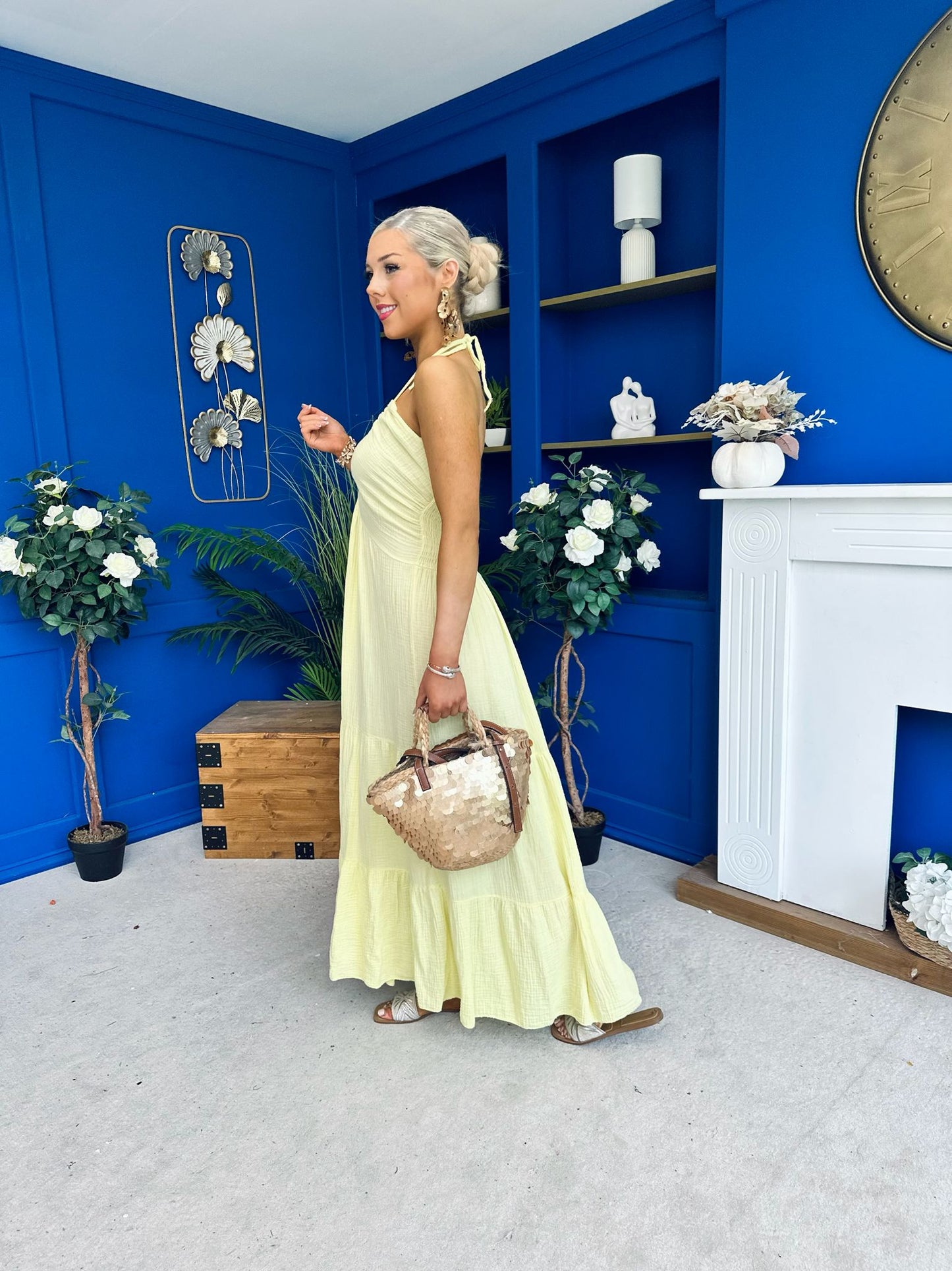 Felicity Halterneck Midi Dress Yellow