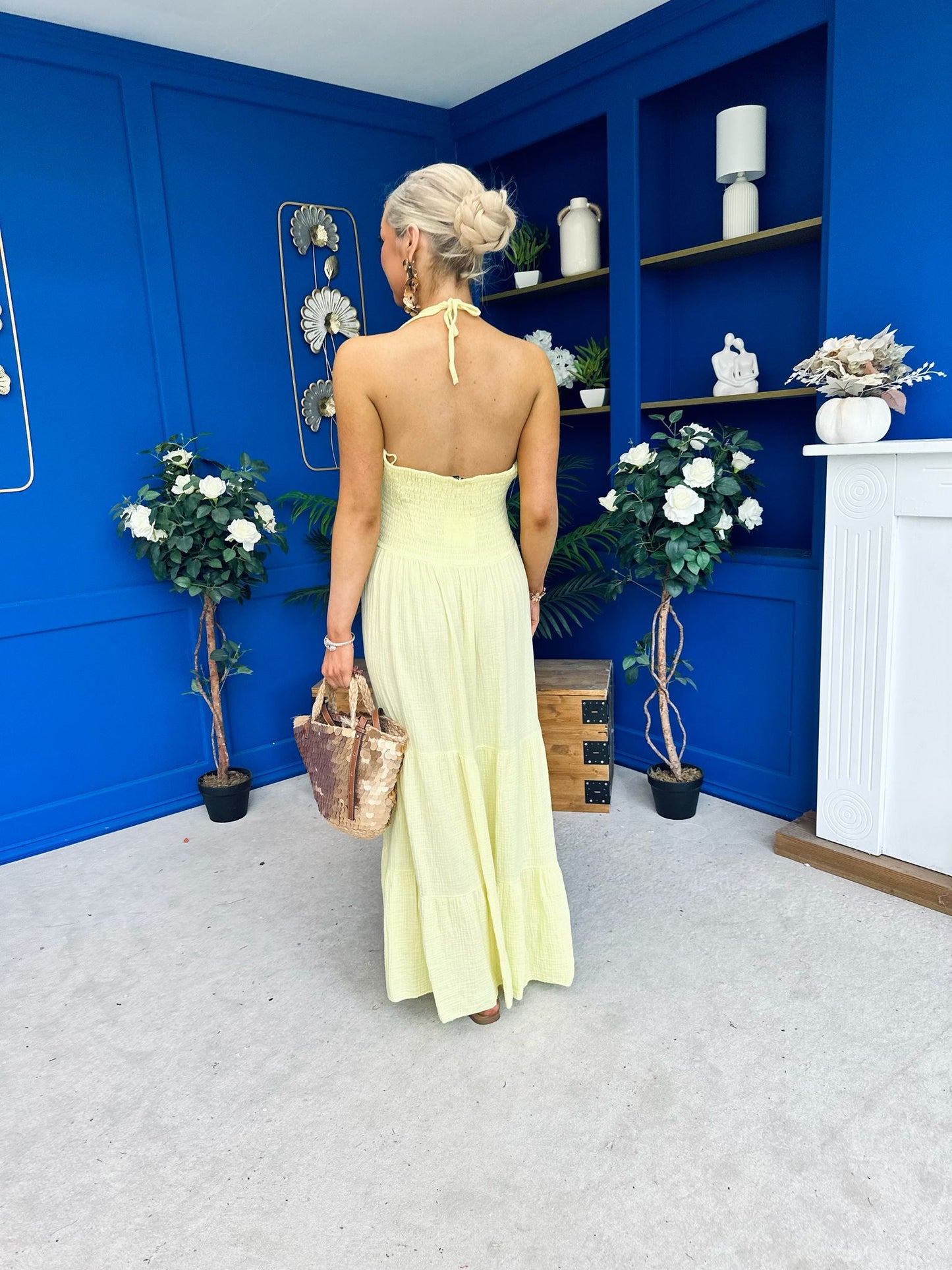 Felicity Halterneck Midi Dress Yellow