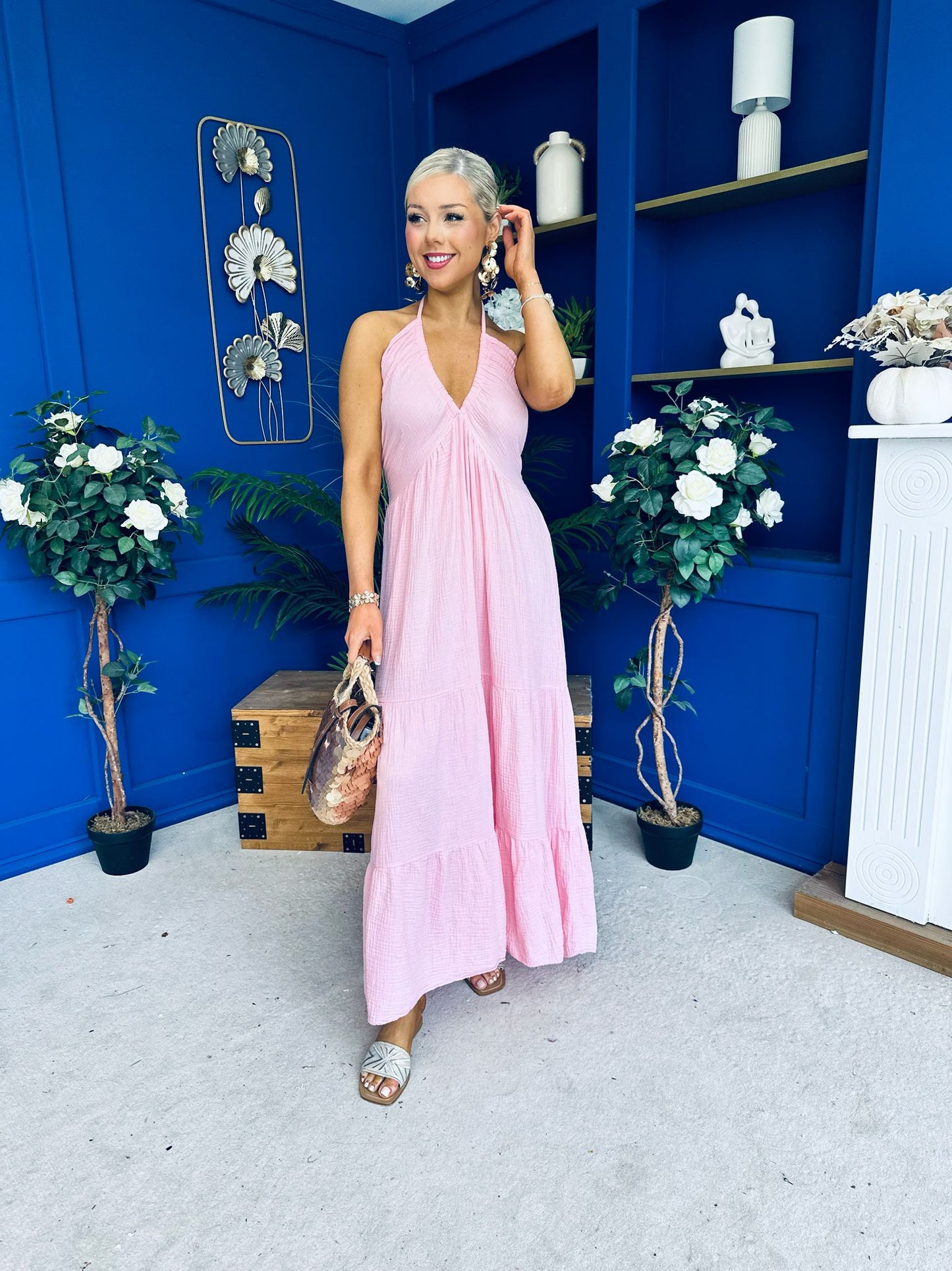 Felicity Halterneck Midi Dress Pink
