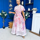 Becca Puff Sleeve Embellished Shirt Dress Floral Pink