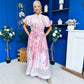 Becca Puff Sleeve Embellished Shirt Dress Floral Pink