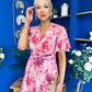 Daisy Twist Detail Midi Dress Floral Pink