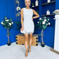 Blanche Bead Detailed Mini Dress White