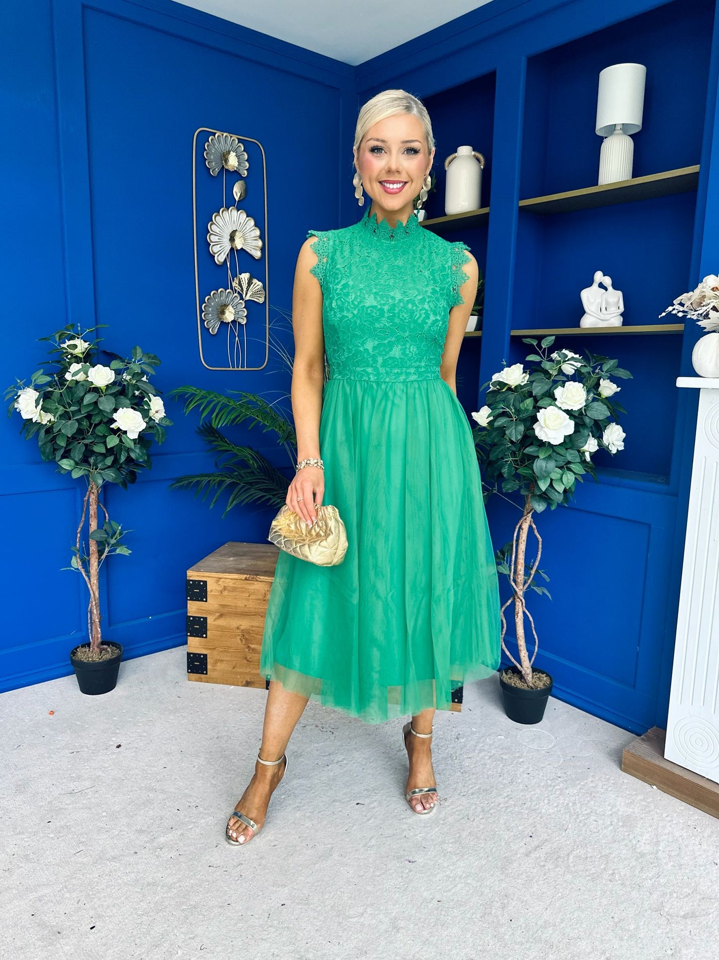 Sharon Lace & Tulle Occasion Dress Emerald