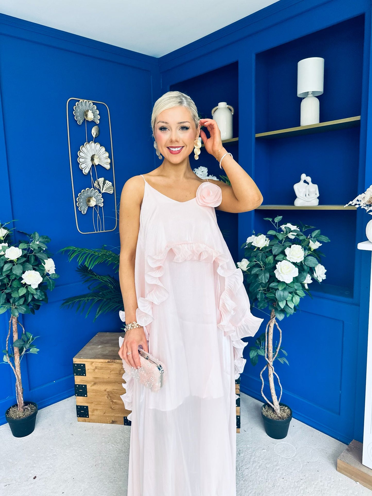 Frida Drape Detail Occasion Dress Pink