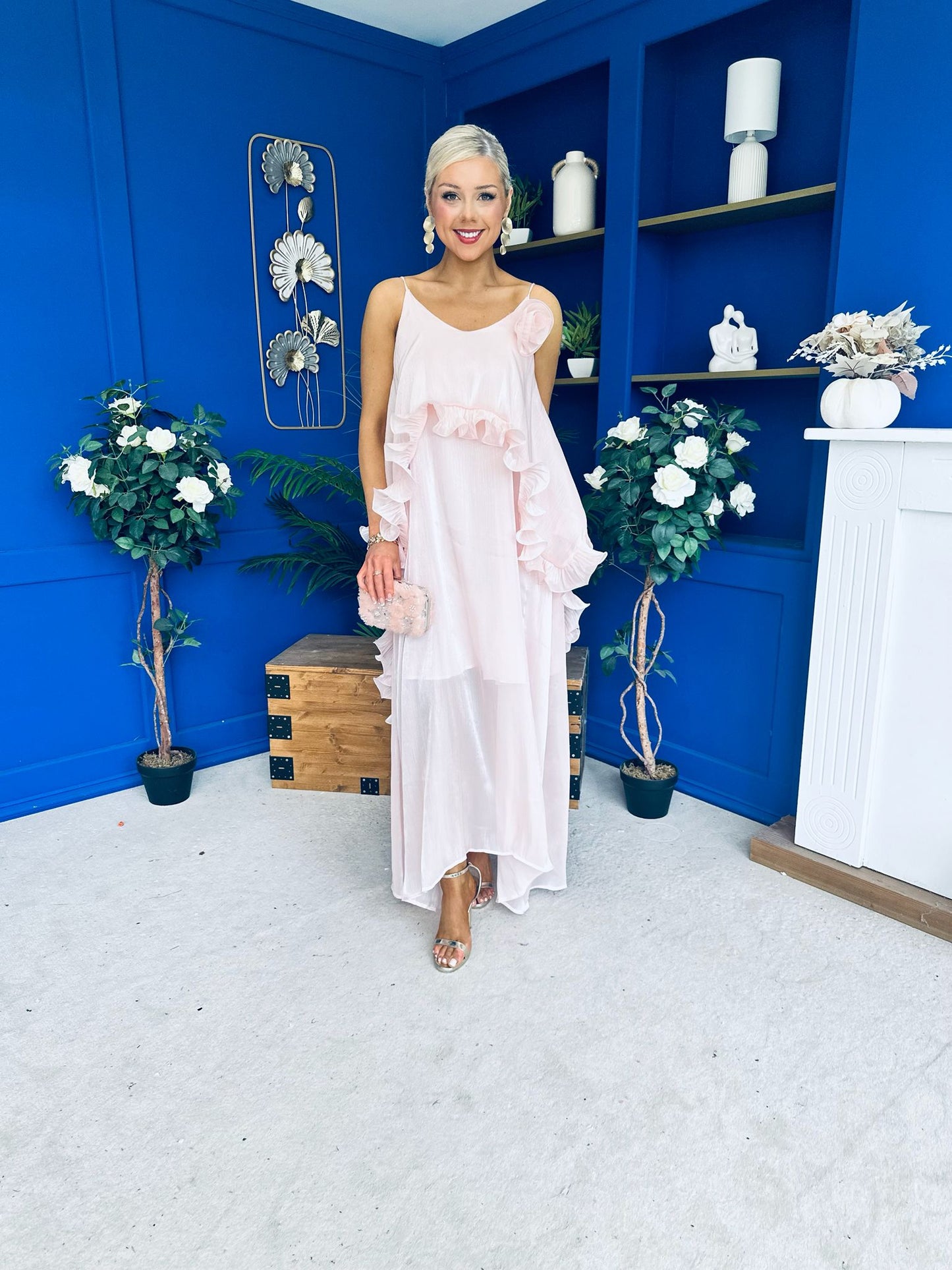 Frida Drape Detail Occasion Dress Pink