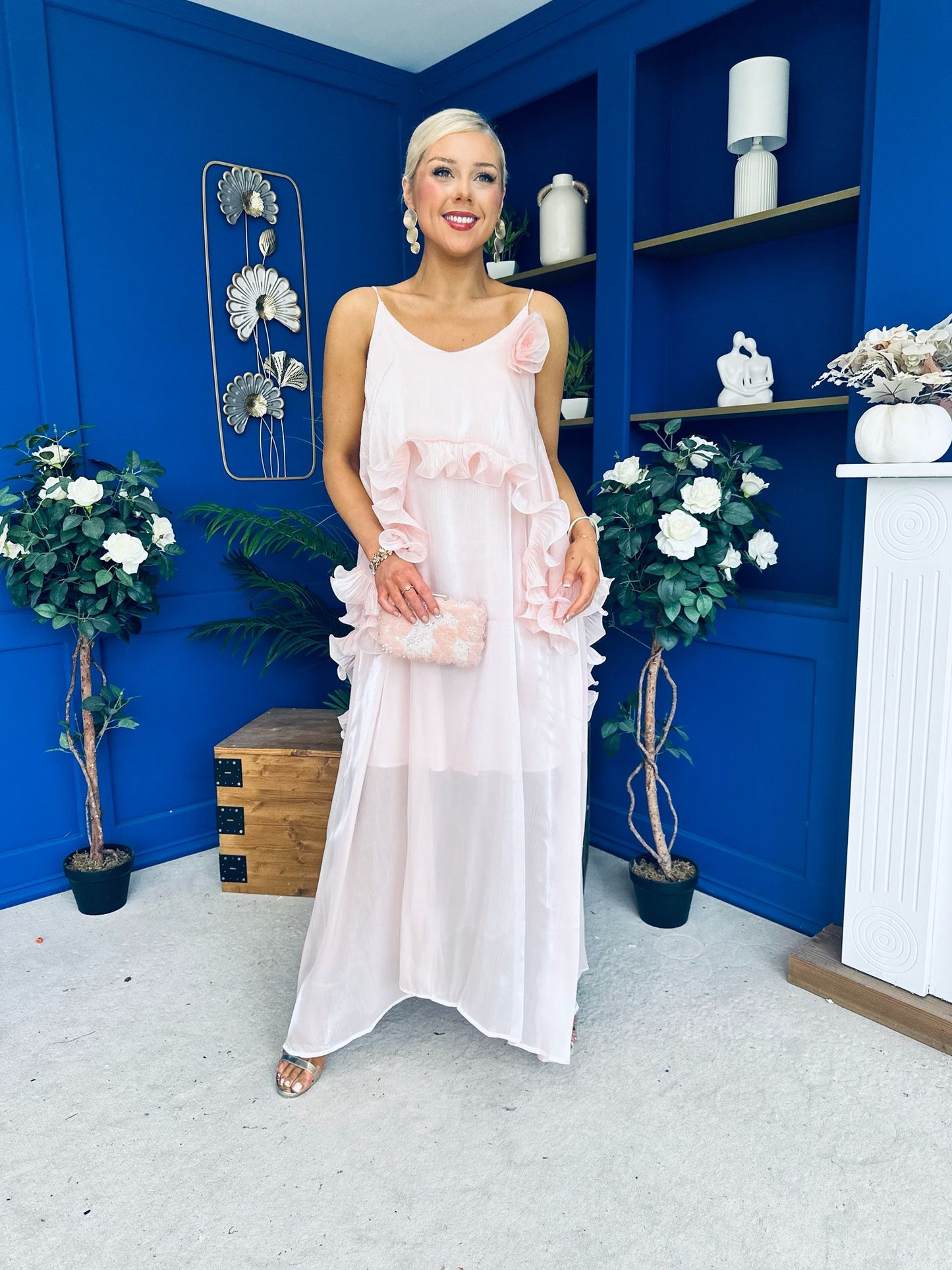 Frida Drape Detail Occasion Dress Pink