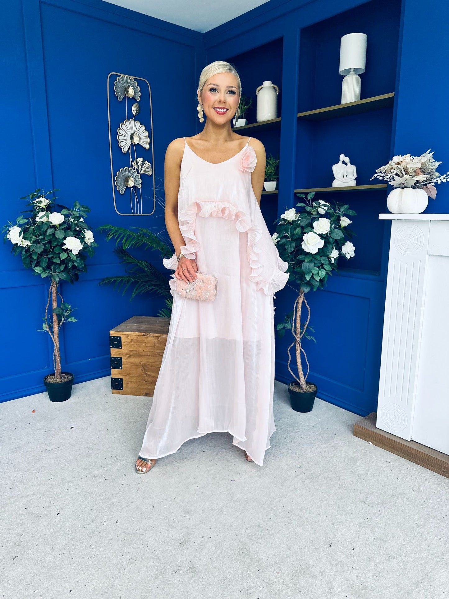 Frida Drape Detail Occasion Dress Pink