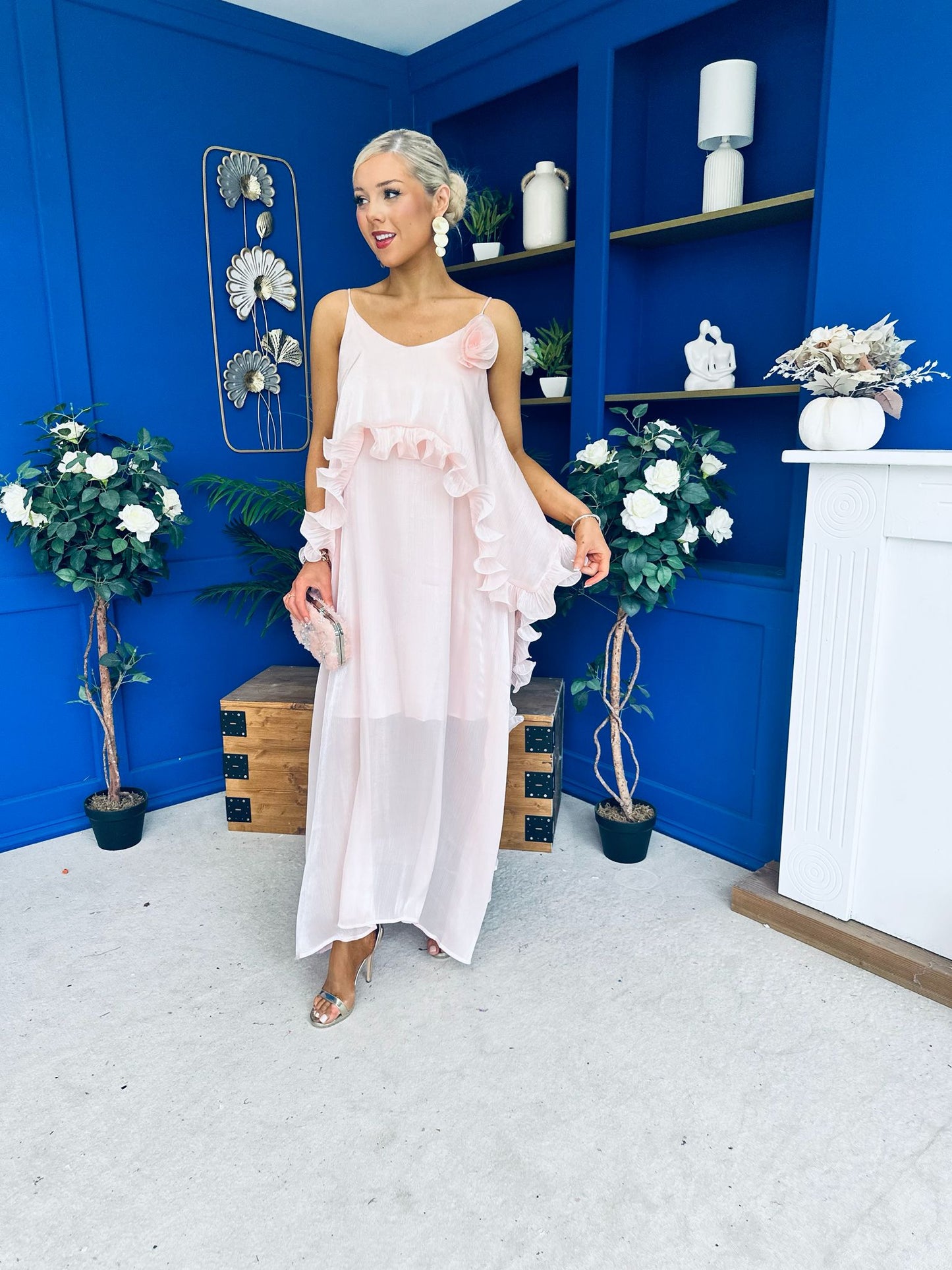 Frida Drape Detail Occasion Dress Pink