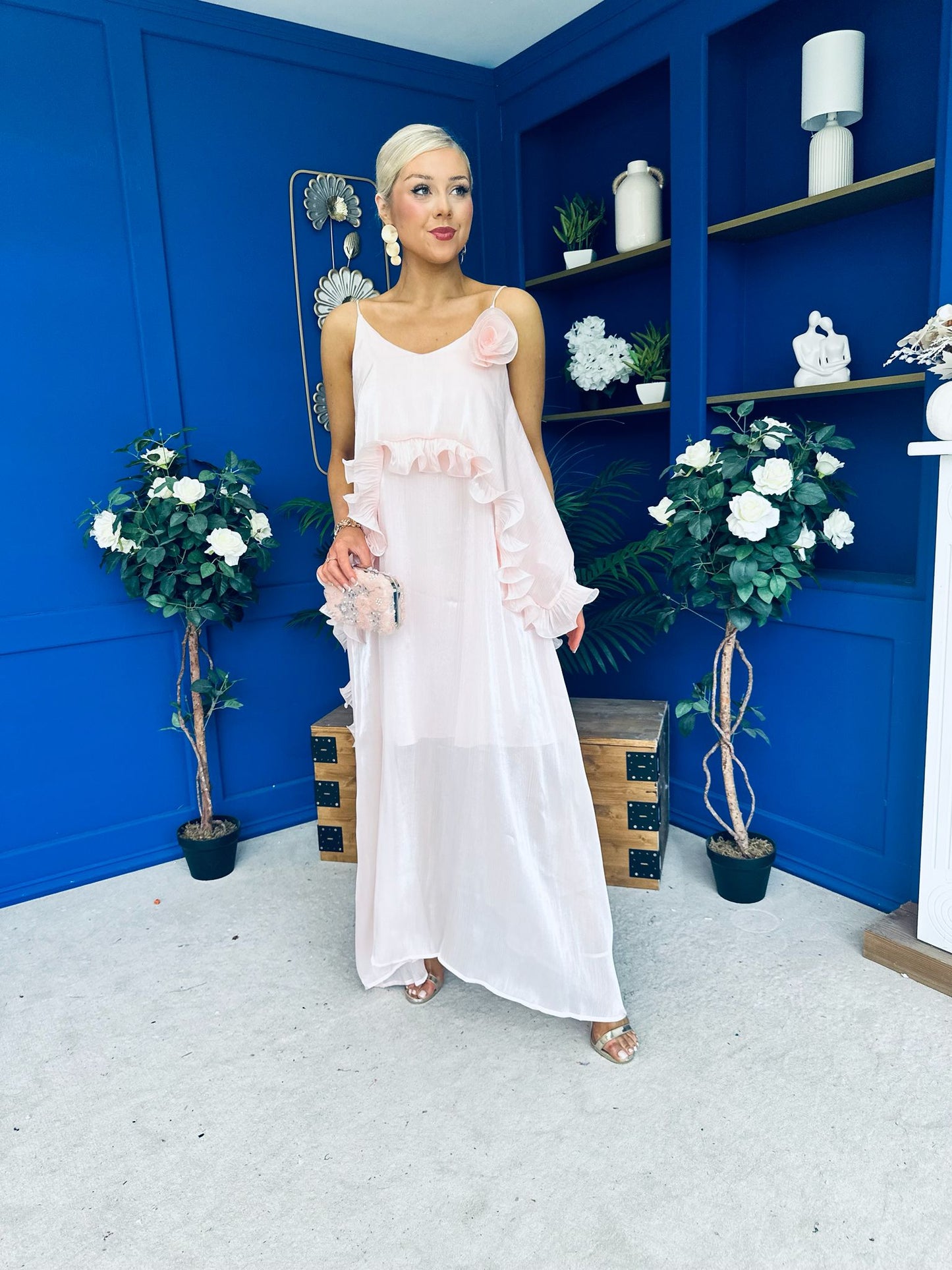 Frida Drape Detail Occasion Dress Pink