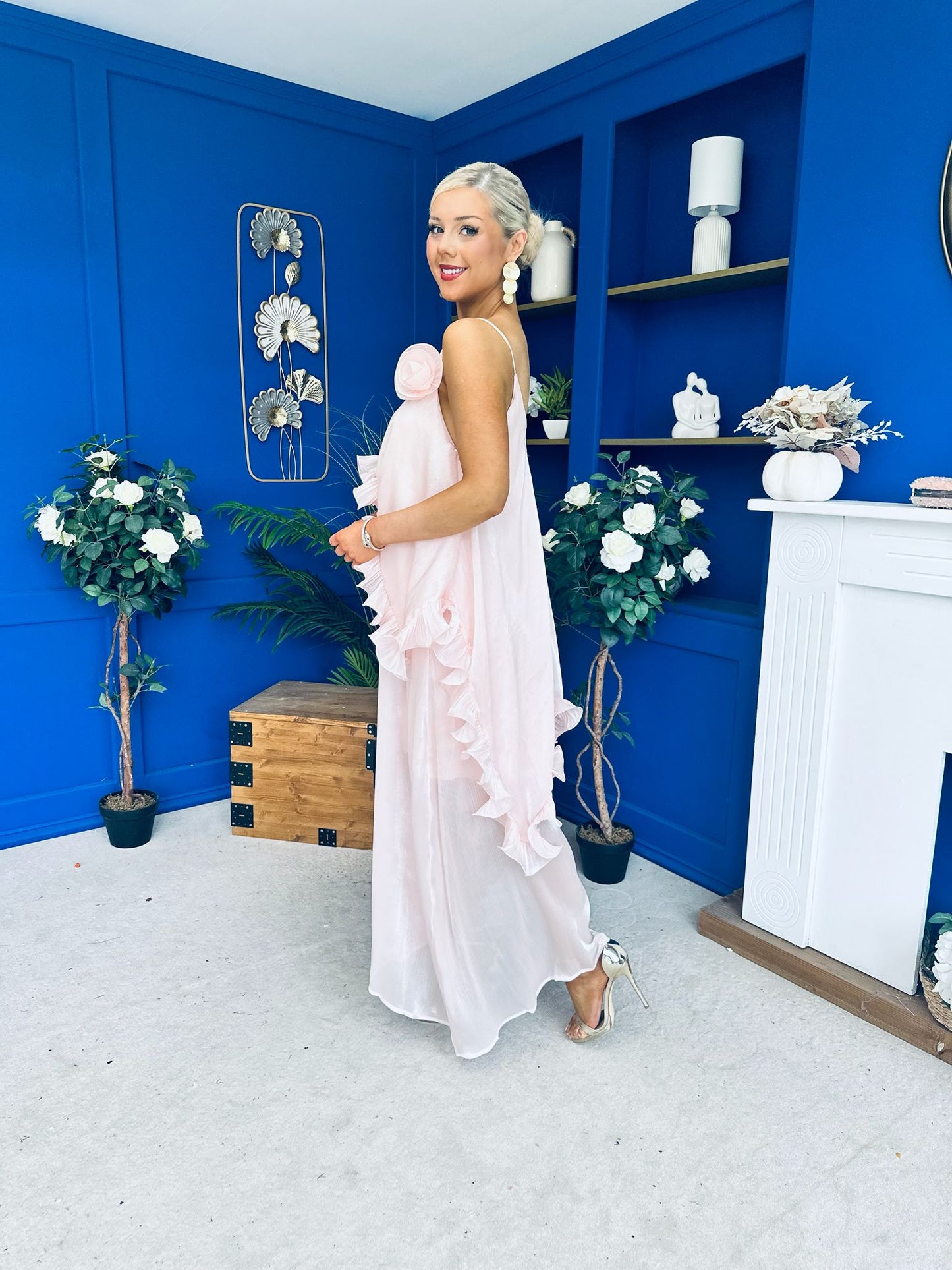 Frida Drape Detail Occasion Dress Pink